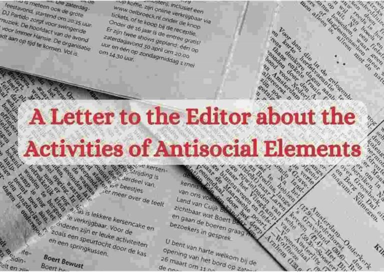 A Letter to the Editor about the Activities of Antisocial Elements